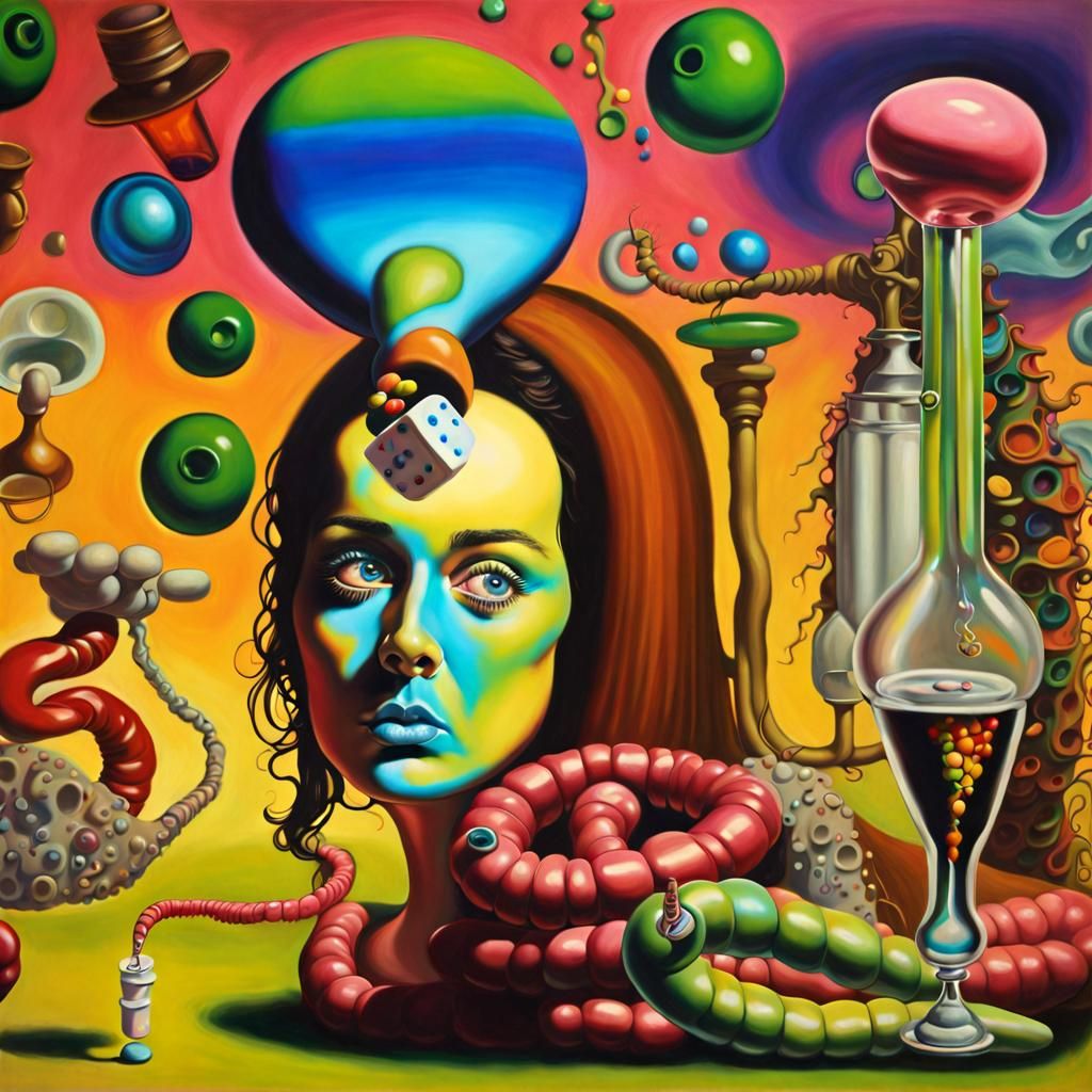 Psychedelic Alice in Wonderland Dreamscape in Surreal Style