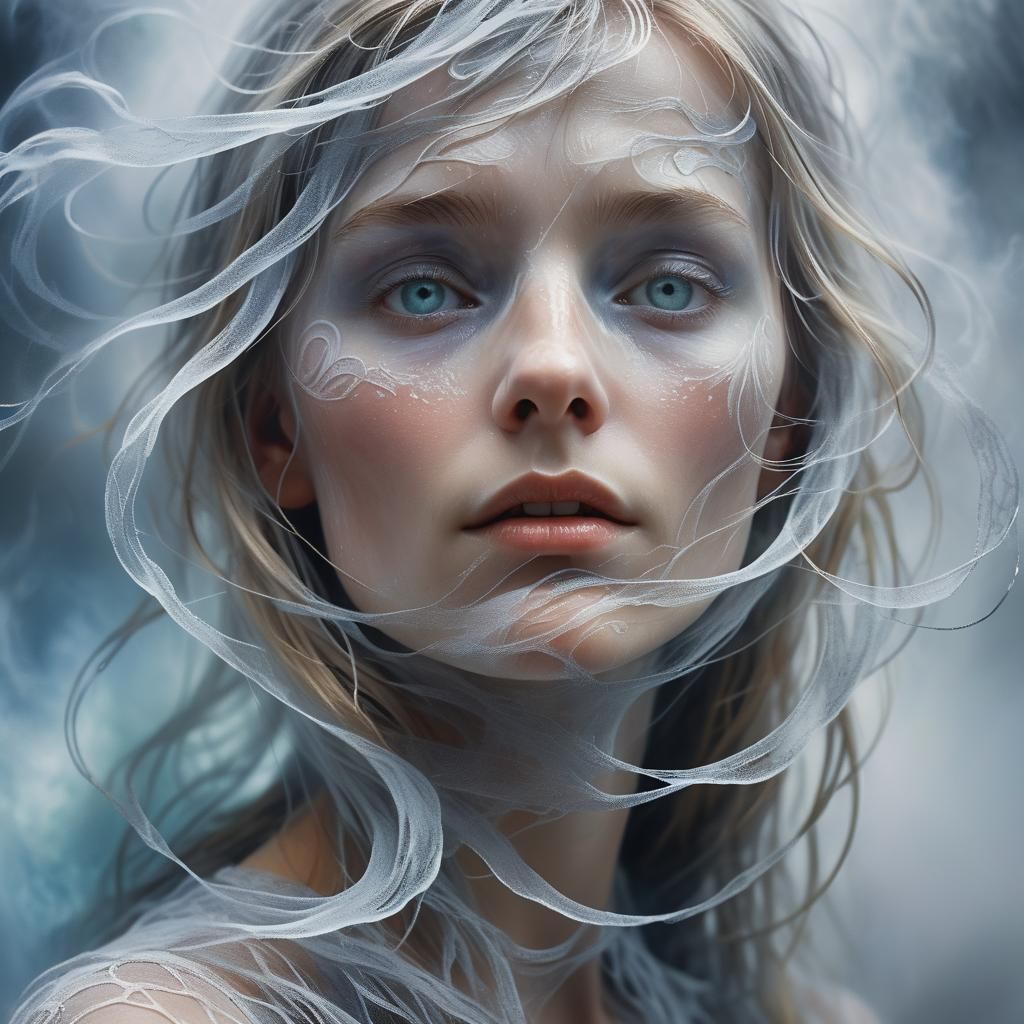 Ethereal Scandinavian Woman in Surrealist Impasto Style