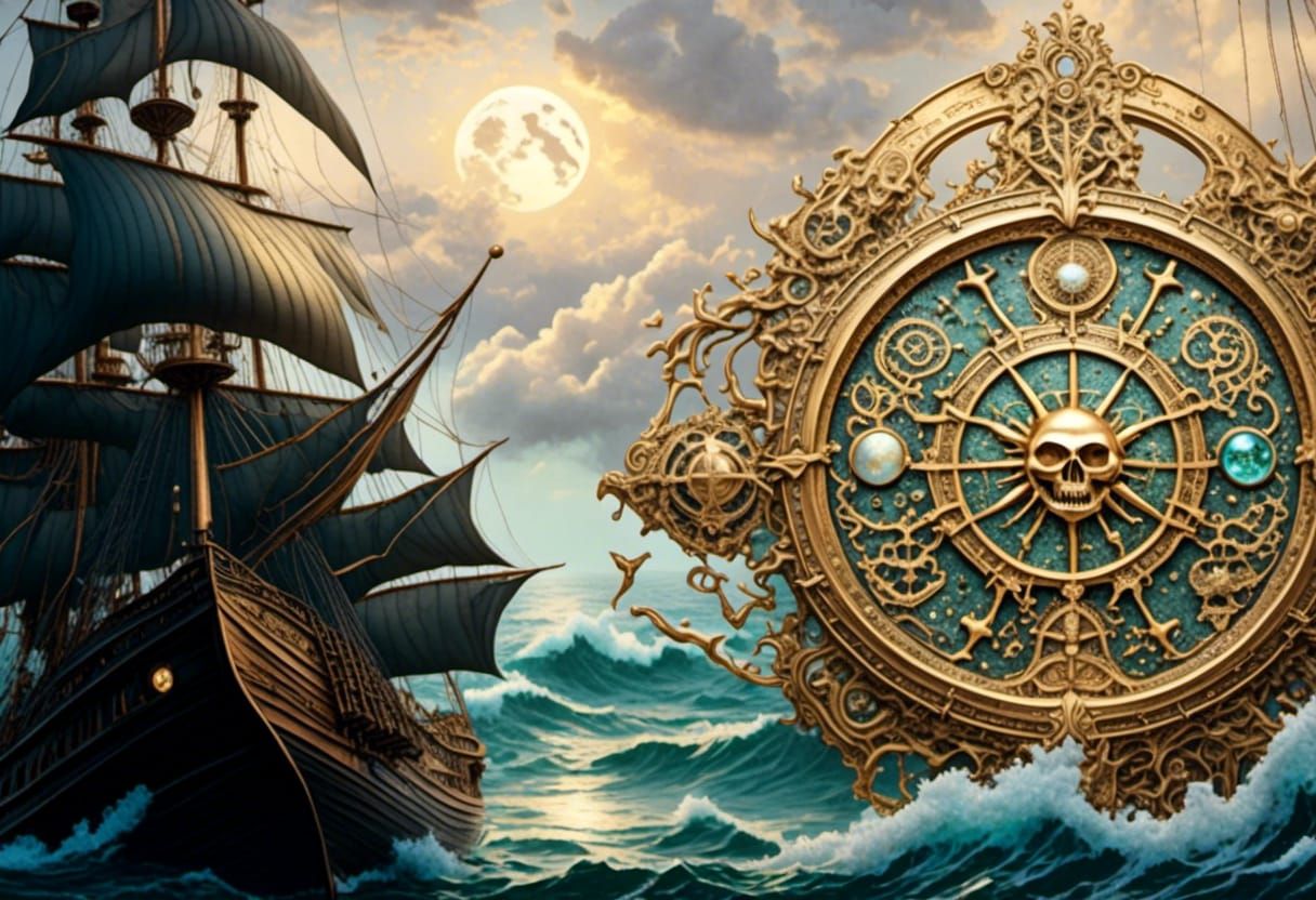 Art Nouveau Steampunk Pirate Treasure Map