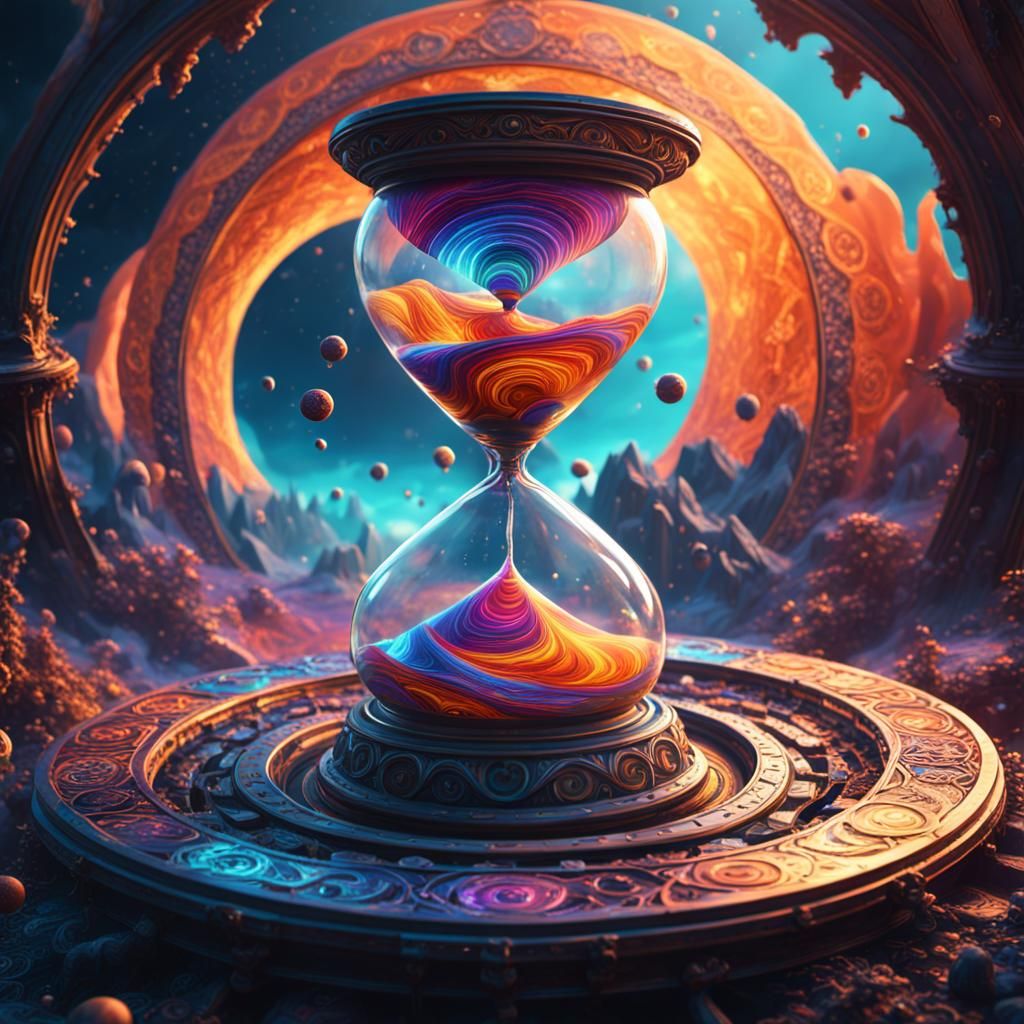 Psychedelic Hourglass Spinning: Detailed Matte Painting