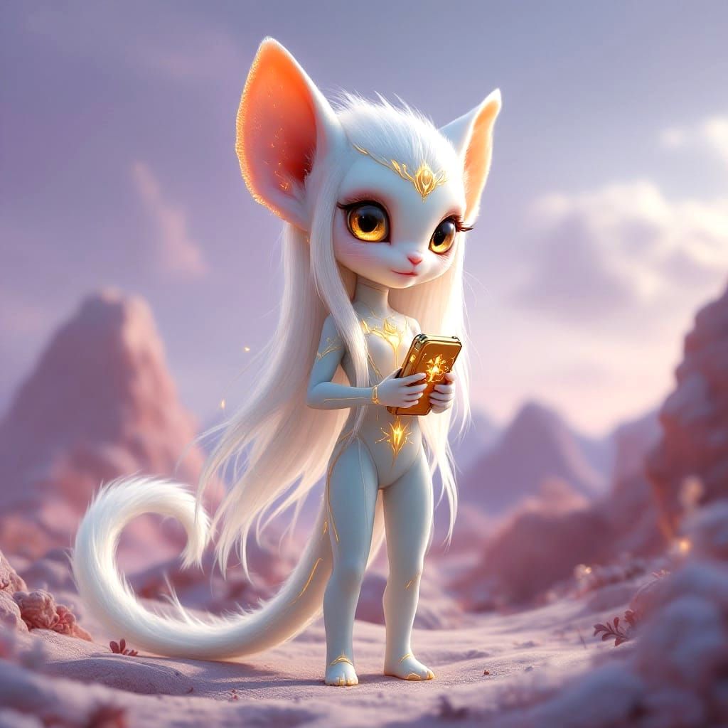 Hyperrealistic Alien Encounter in an Ethereal Landscape