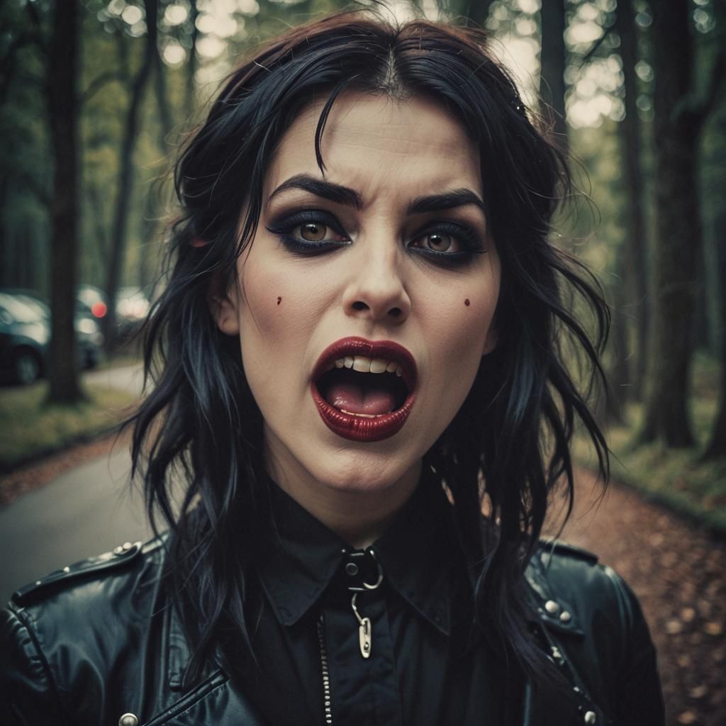 Vampiric Emo Woman: Cinematic Film Still