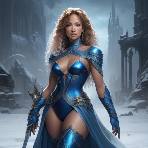 Hyperrealistic Queen in Snowy Fantasy Landscape