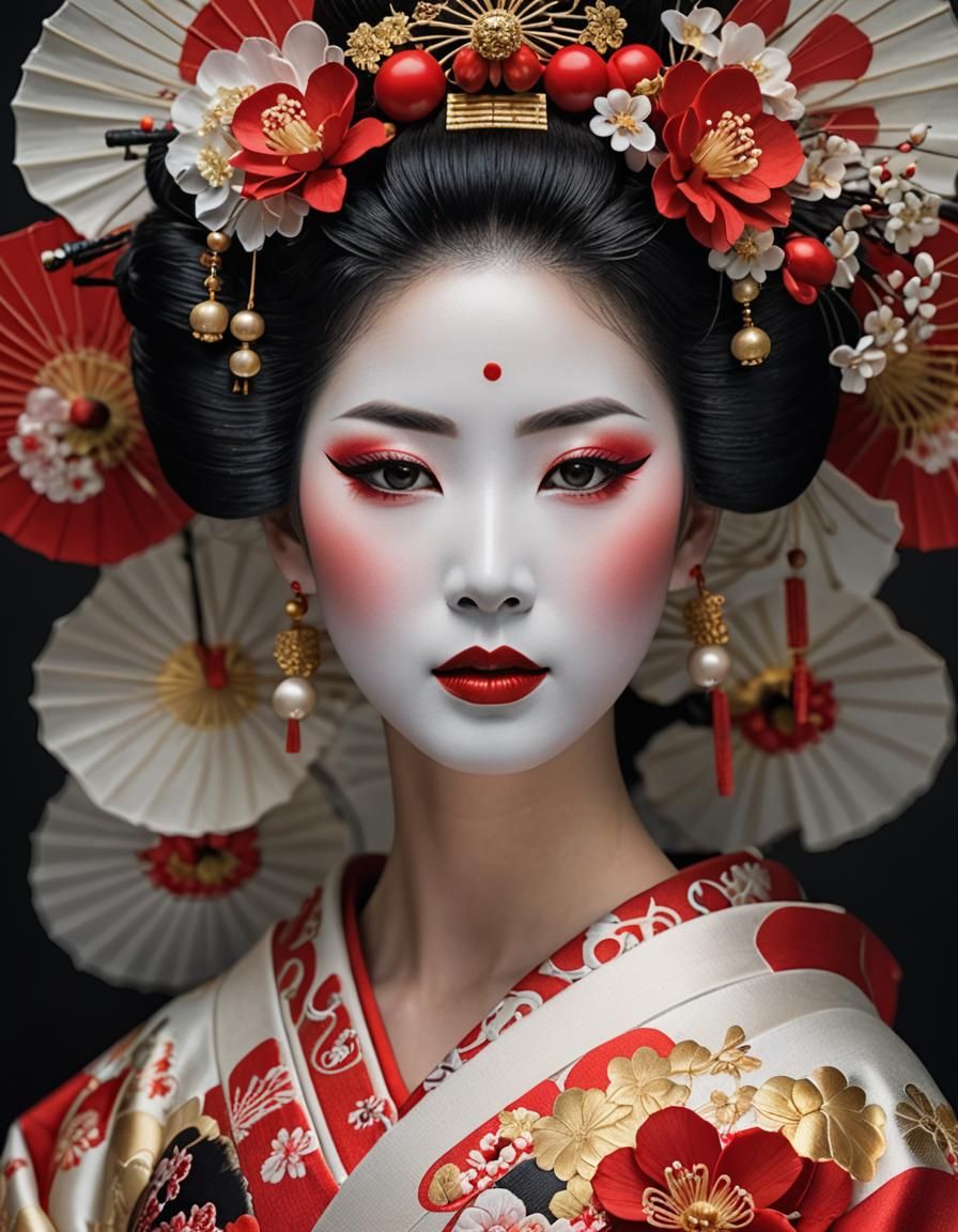 Elegant Maiko Geisha Portrait in Sakura Garden