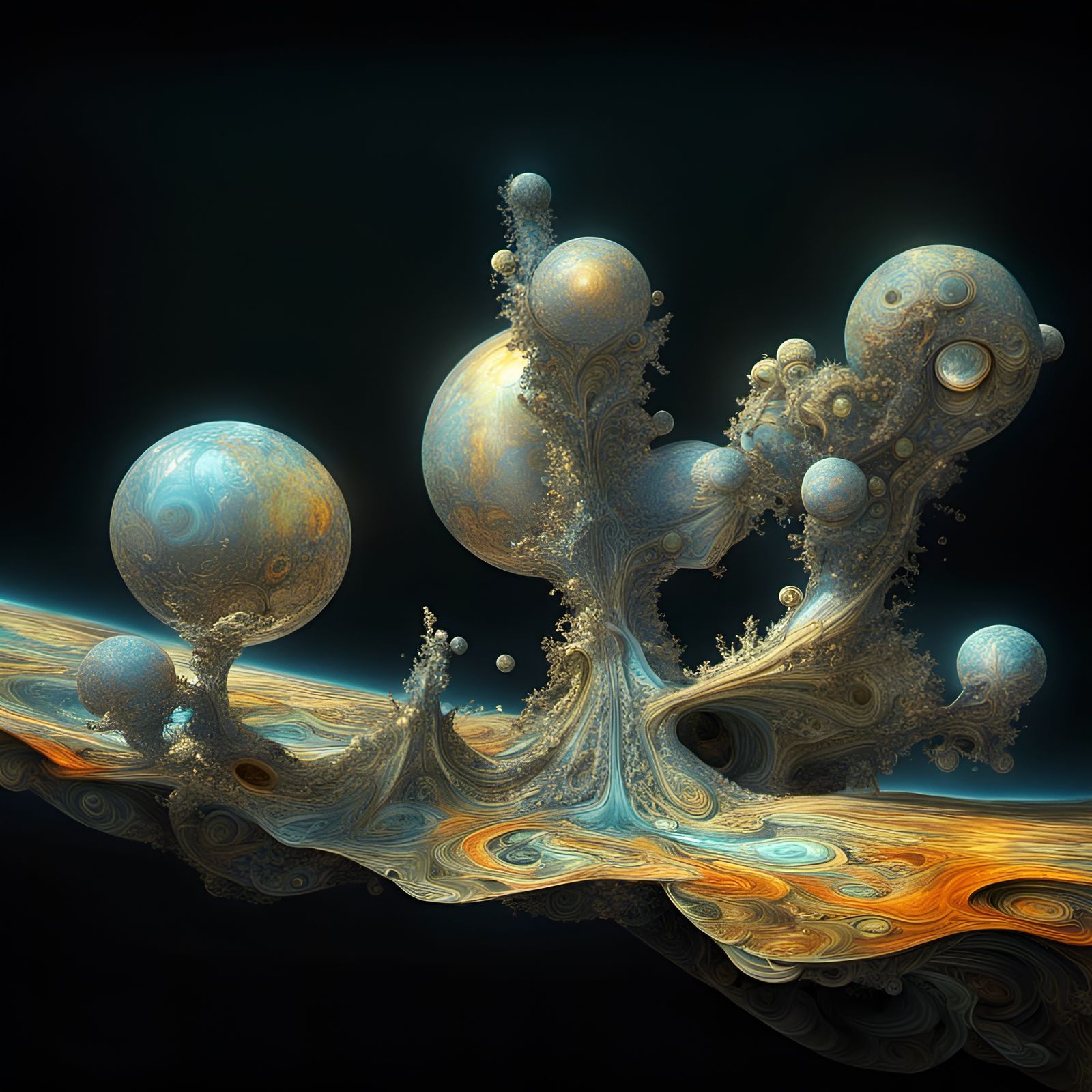 Abstract Geometric Fractal Painting with Celestial Light