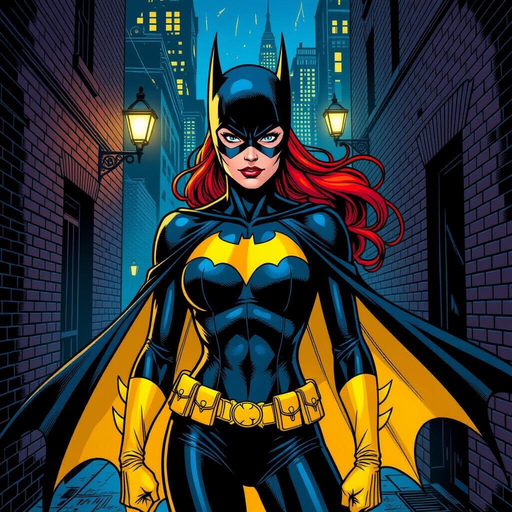 Batgirl Posing Heroically in Gotham Alleyway