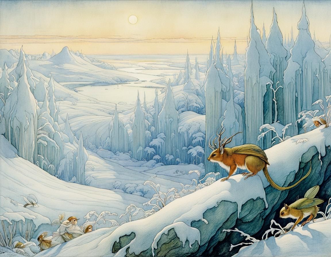 Fairies of the Frost in Classic Illustration Style