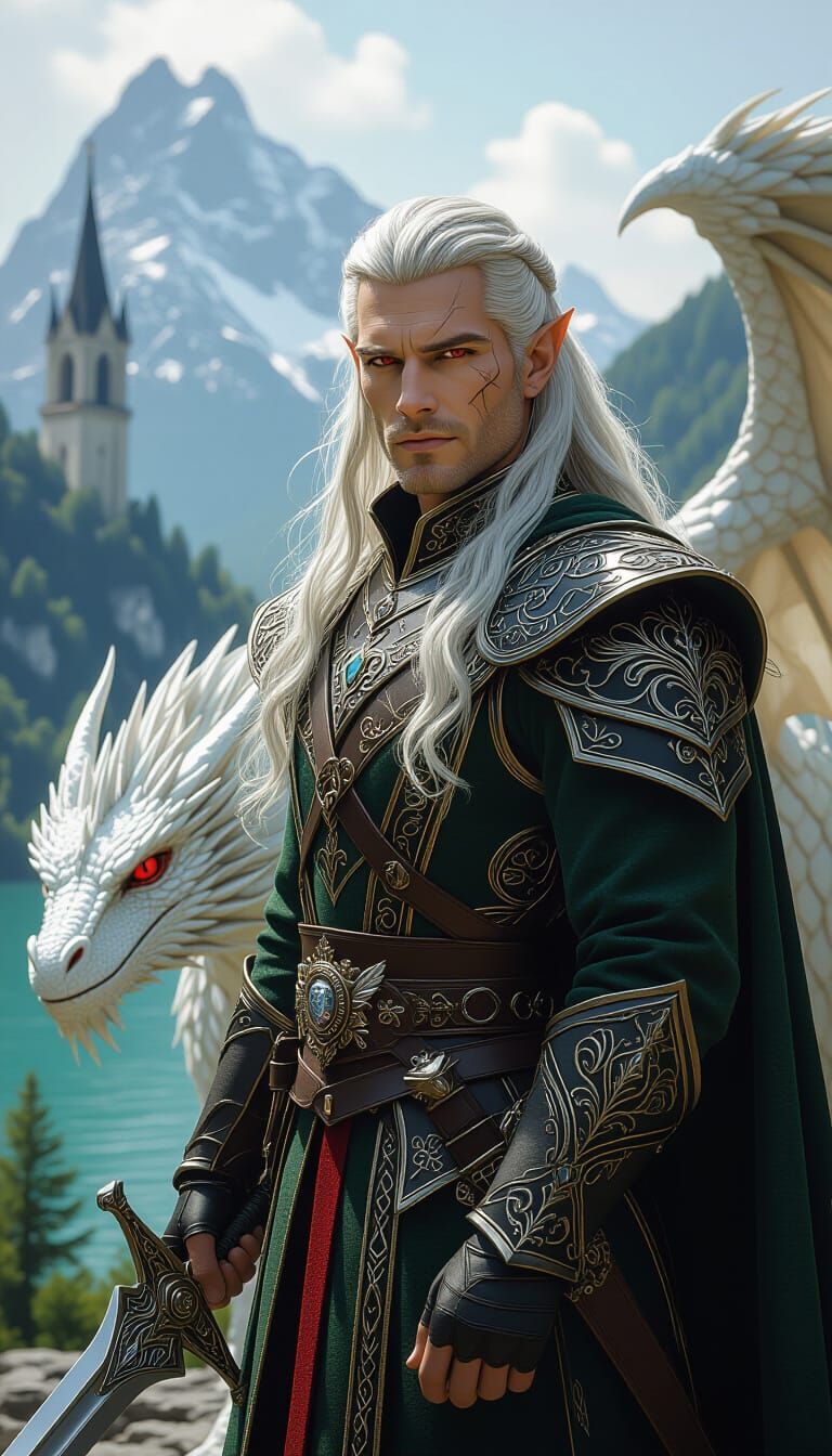 Fae Hero and Dragon in Swiss Alps Setting