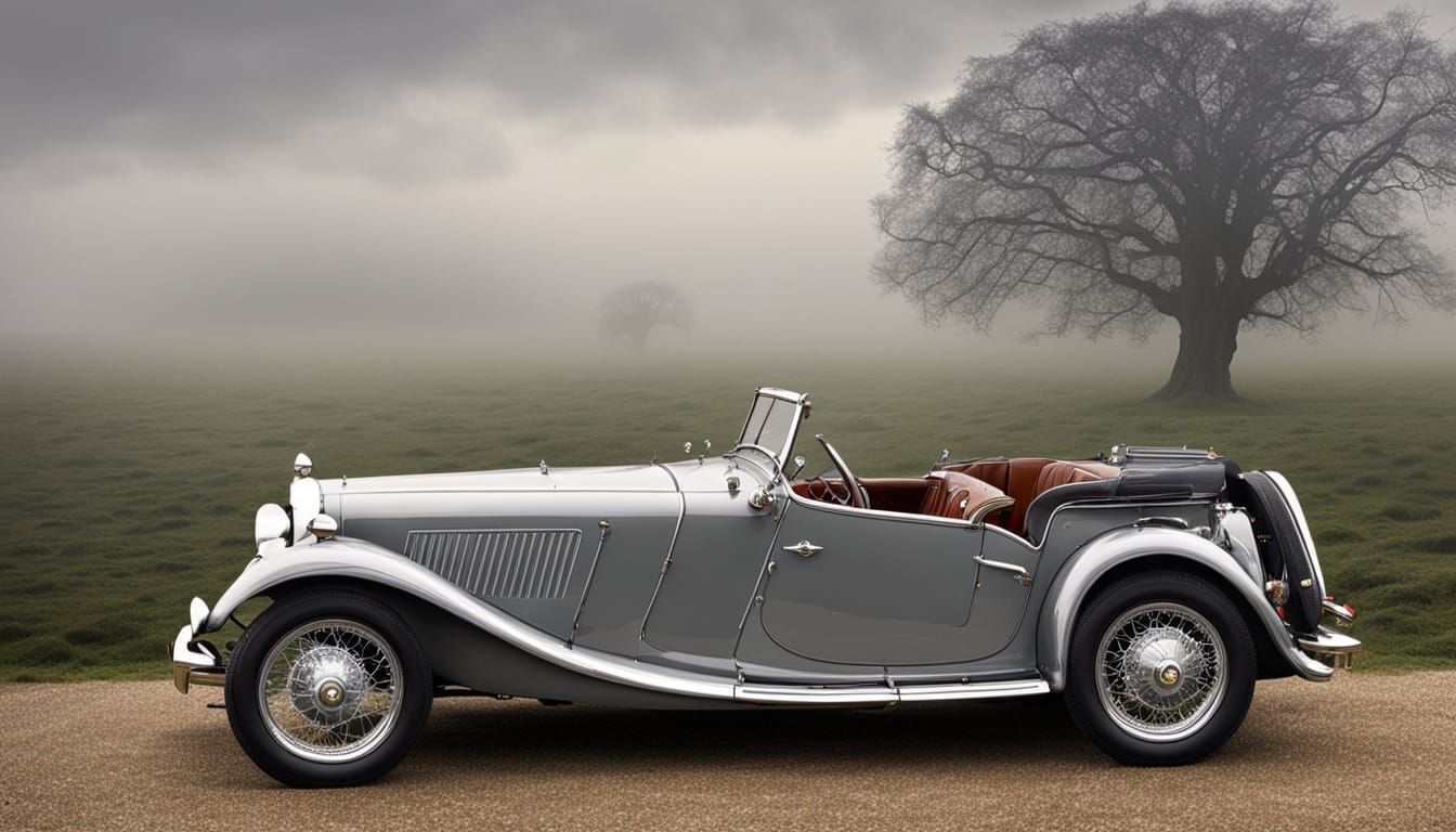 Shining Silver 1968 MG in Misty Landscape