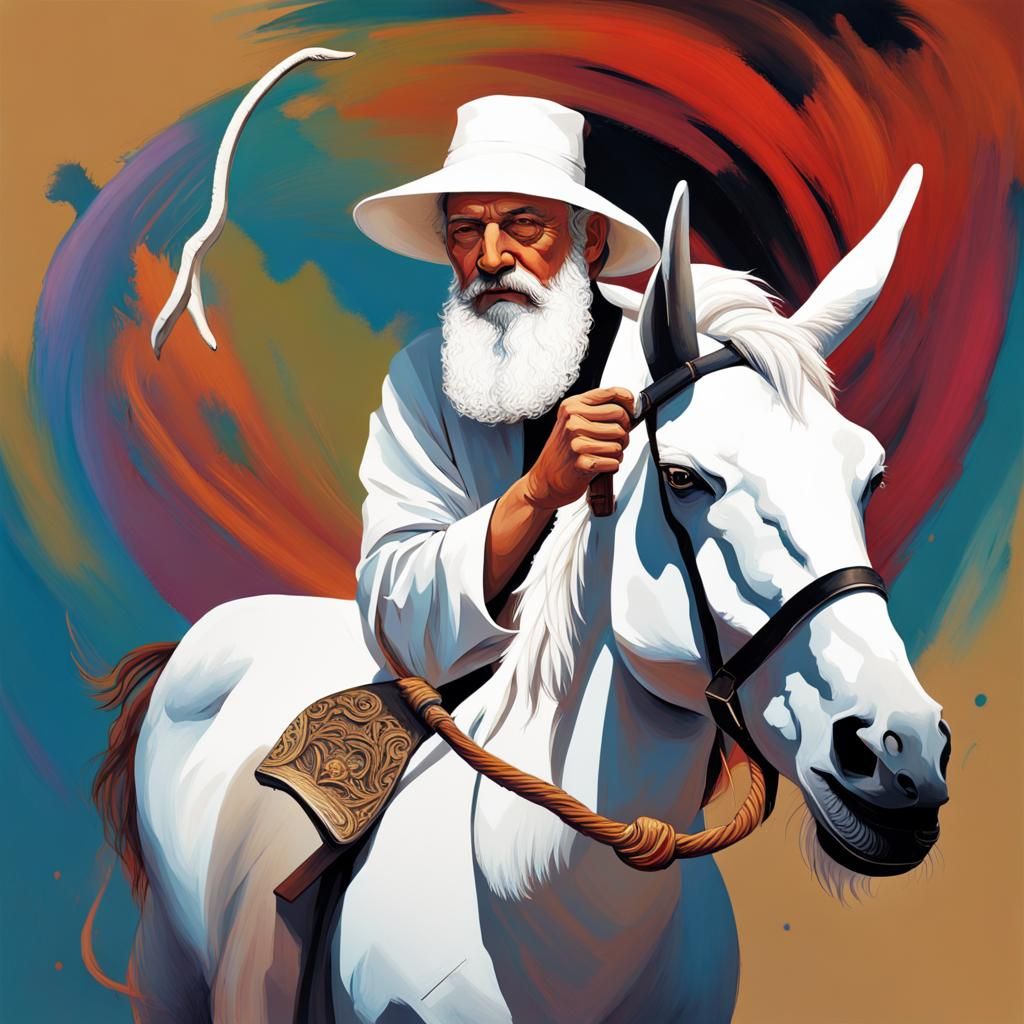 Messiah Riding Donkey With Shofar in Abstract Art