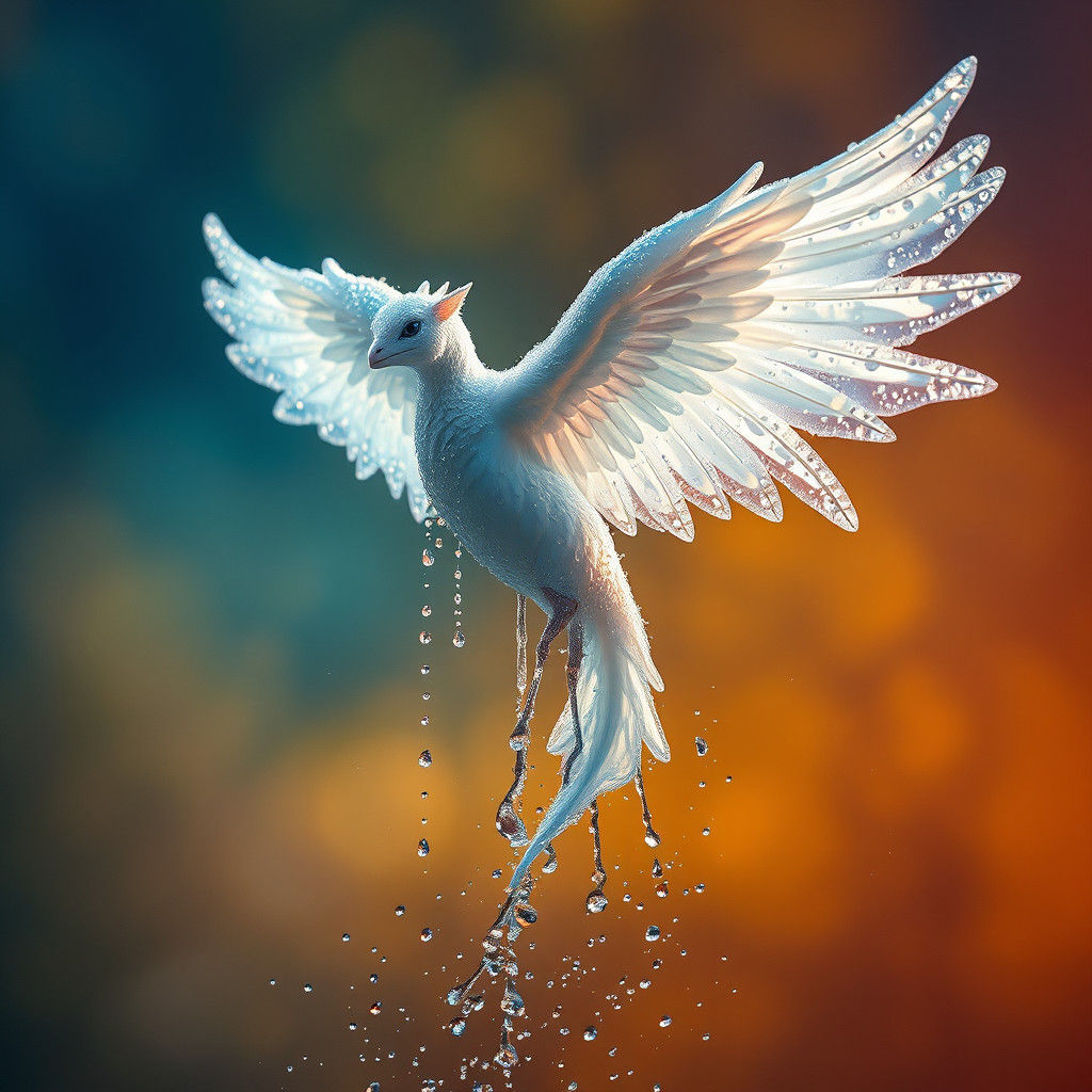 Opalescent Angelic Creature in Flight