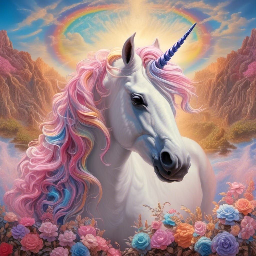 Rainbow Unicorn in a Renaissance Style