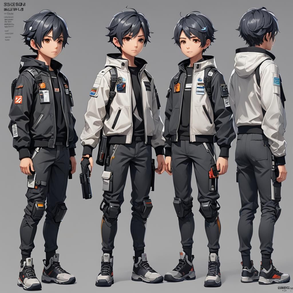 Sci-Fi Child Character Concept Art in Anime Style