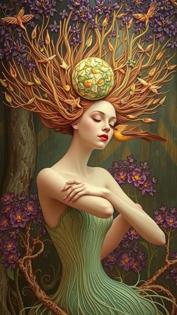 Tree-Woman in Fairytale Magic Realism Style