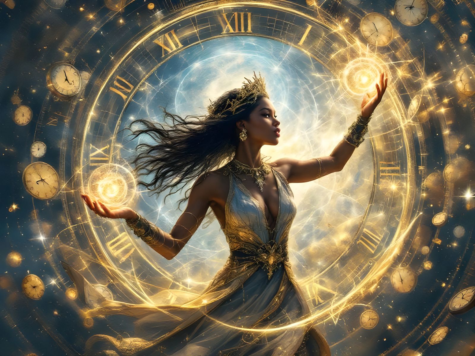 Black Chronomage Casting Time Spell: Detailed Illustration