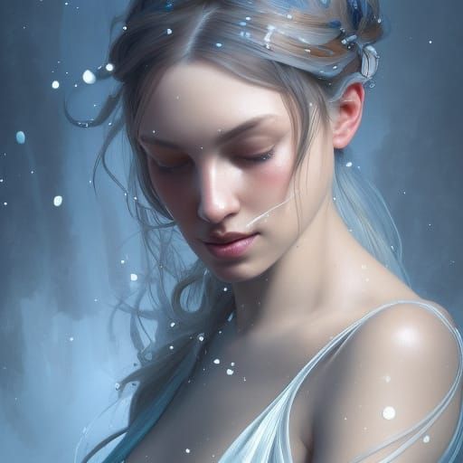 Glass Woman Winter Portrait in Digital Art Style