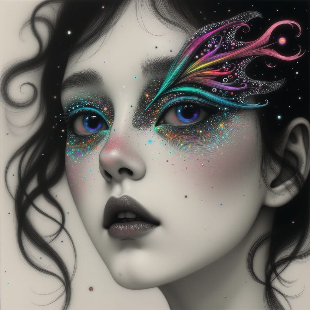 Ethereal Anime Portrait with Fibre-Optic Headdress