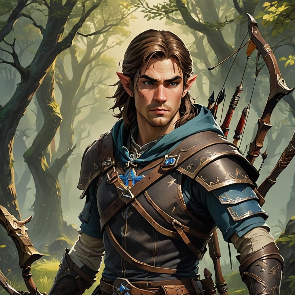 Half-Elven Archer in the Style of Zelda