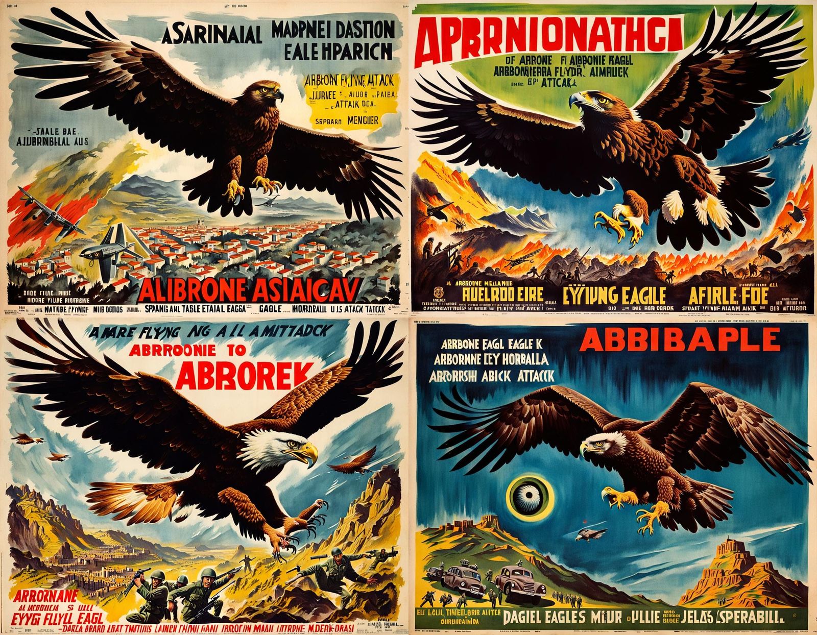 1960s Movie Poster: Airborne Spanish Eagle Attack