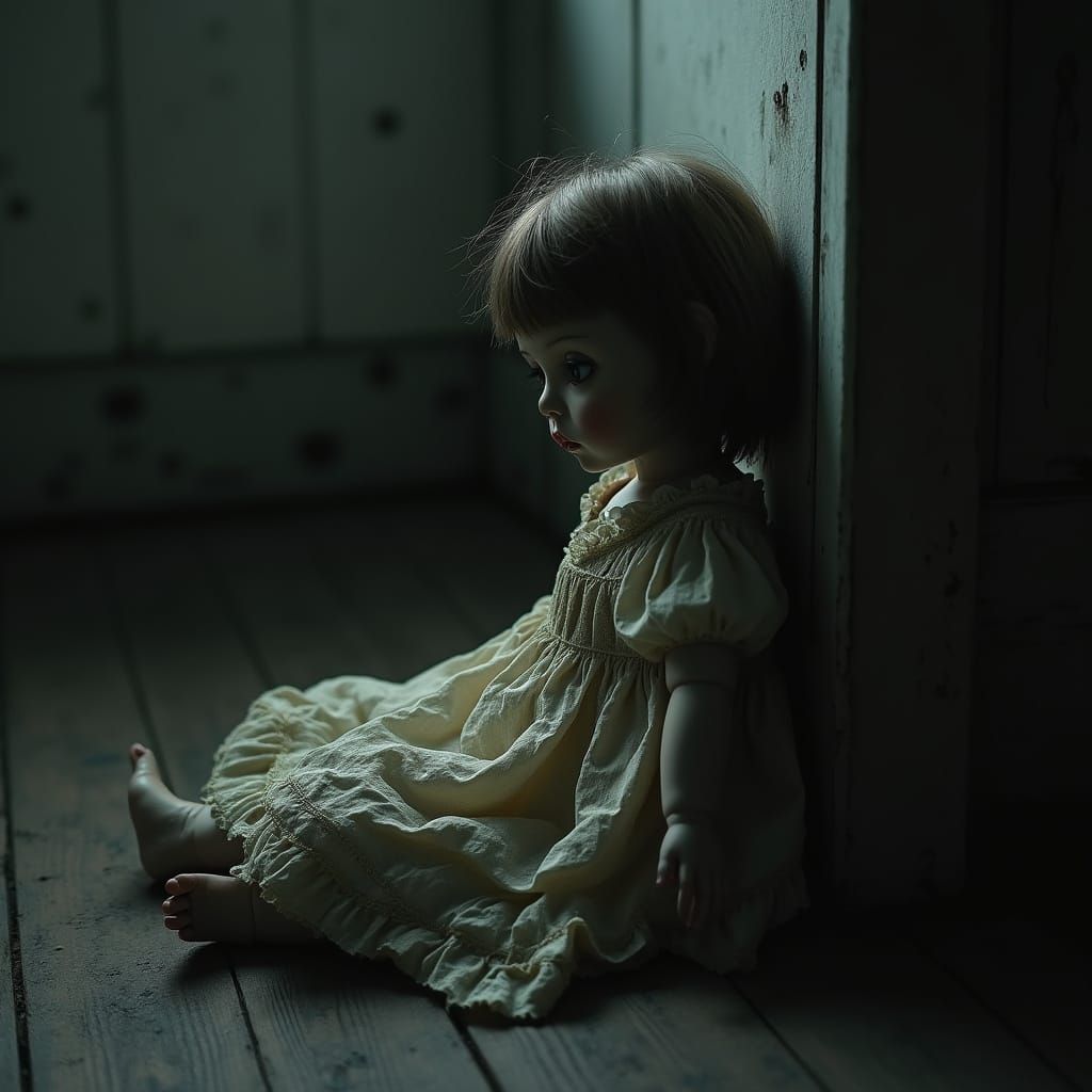 Creepy Porcelain Doll Anabelle in Gothic Style