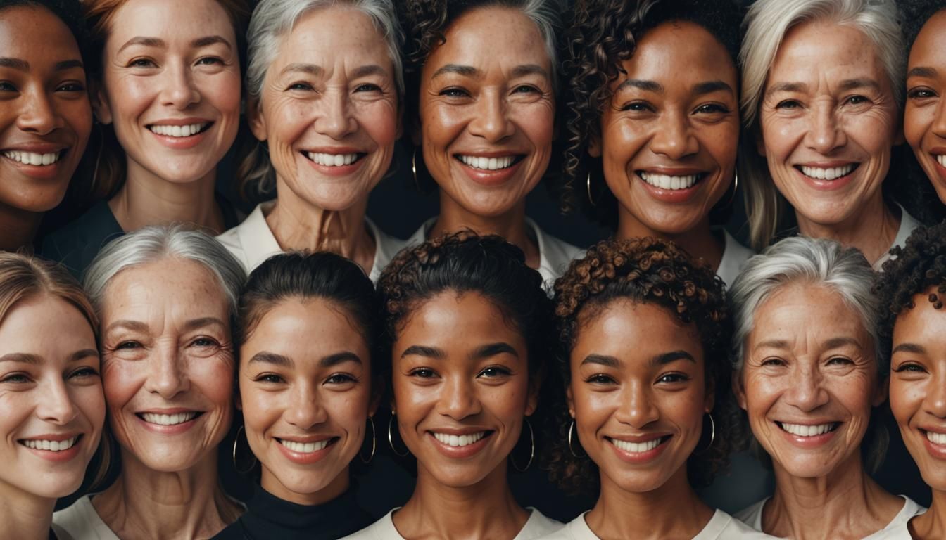 Diverse Women Smiling: Volumetric Lighting Concept Art