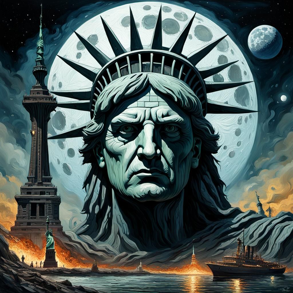 Statue of Liberty on the Moon: Gothic Impressionist Horror