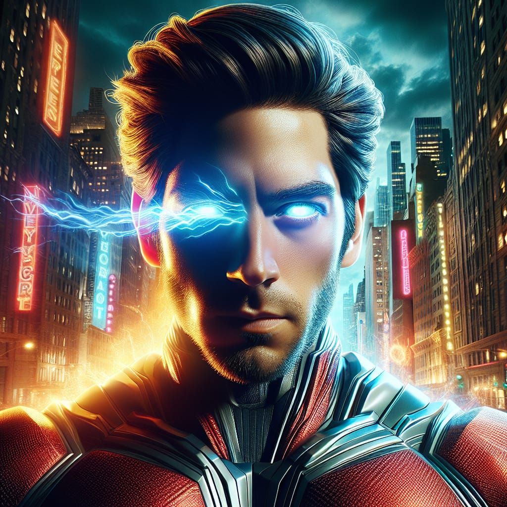 Cyclops Superhero Portrait in Splash Art Style