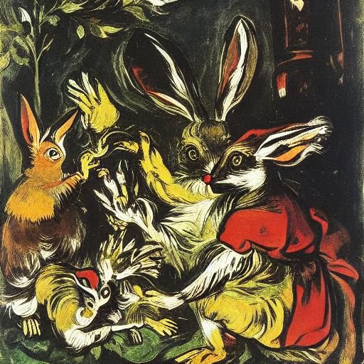 Joyful Rabbit Painting in Expressionist Style