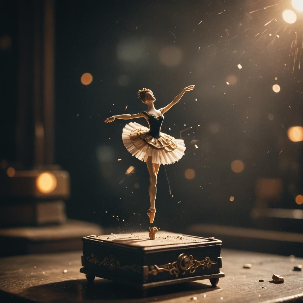 Eerie Ballerina Music Box in Golden Hour Lighting