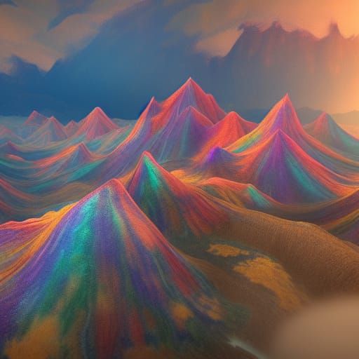 Tie Dye Mountains in Detailed Matte Painting
