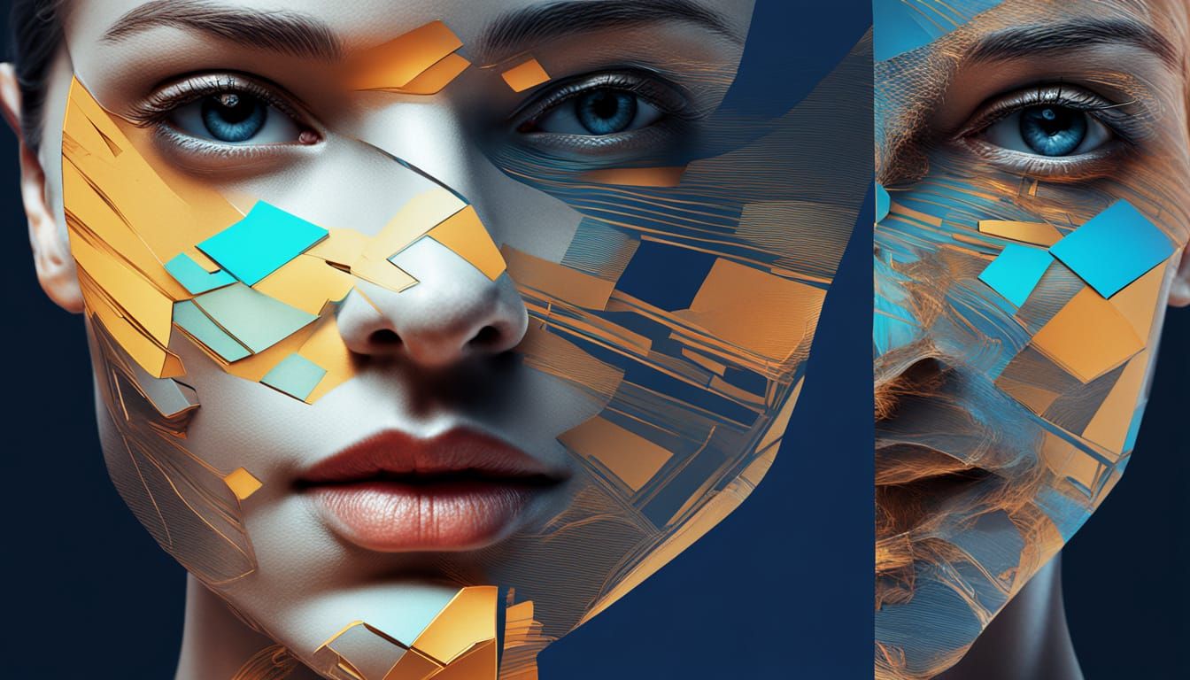 Futuristic Woman Portrait with Digital Glitch Effects
