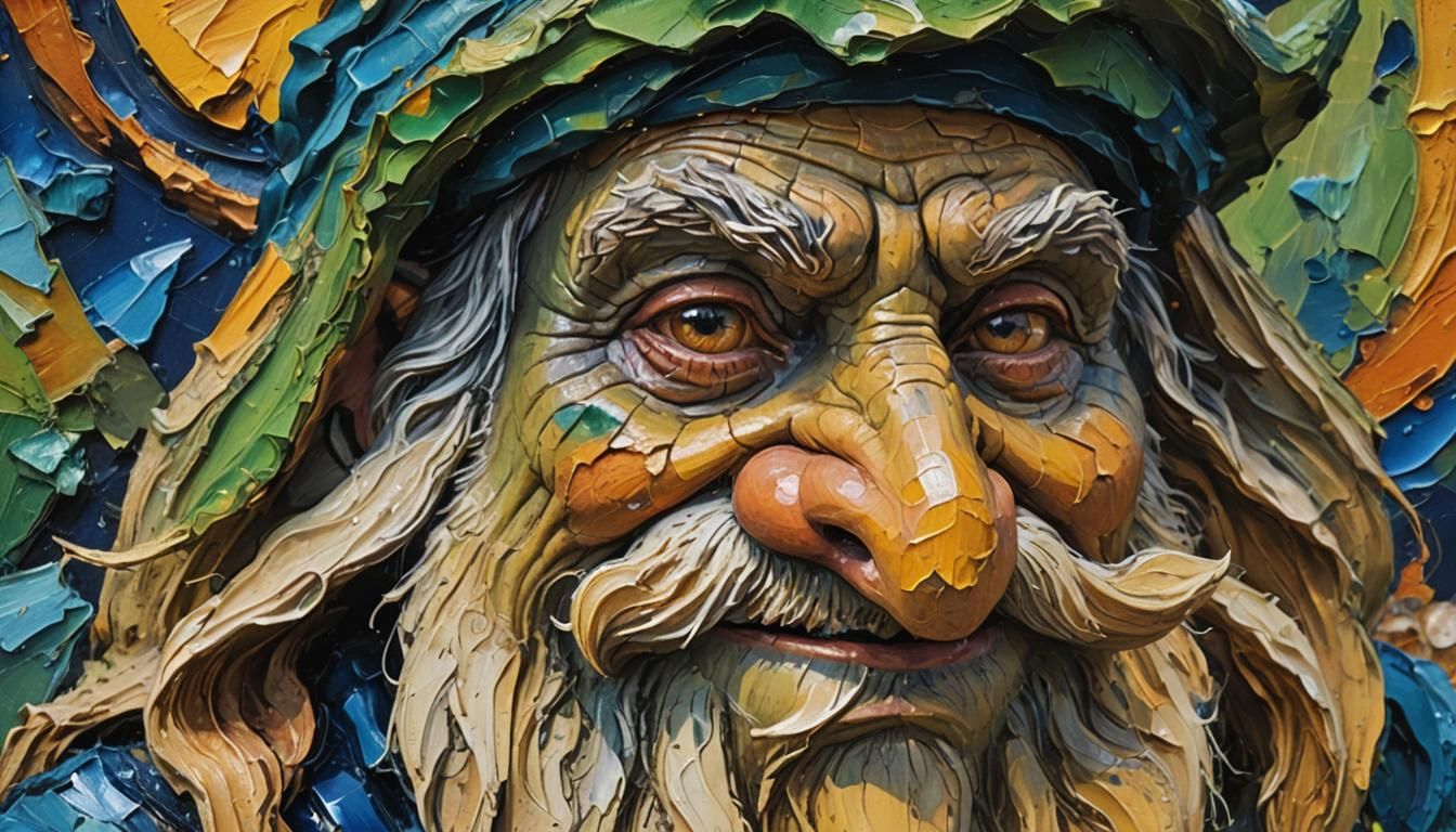 Impasto CloseUp of Old Gnome