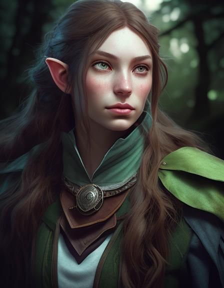 Detailed Moon Elf Druid Portrait in Fantasy Art Style