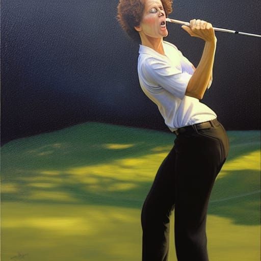 Sigourney Weaver Swallows Golf Club, Oil Painting