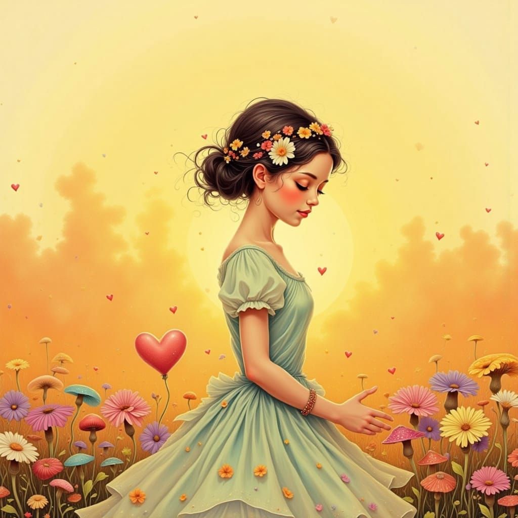 Whimsical Hearts in a Dreamy Fungal Realm