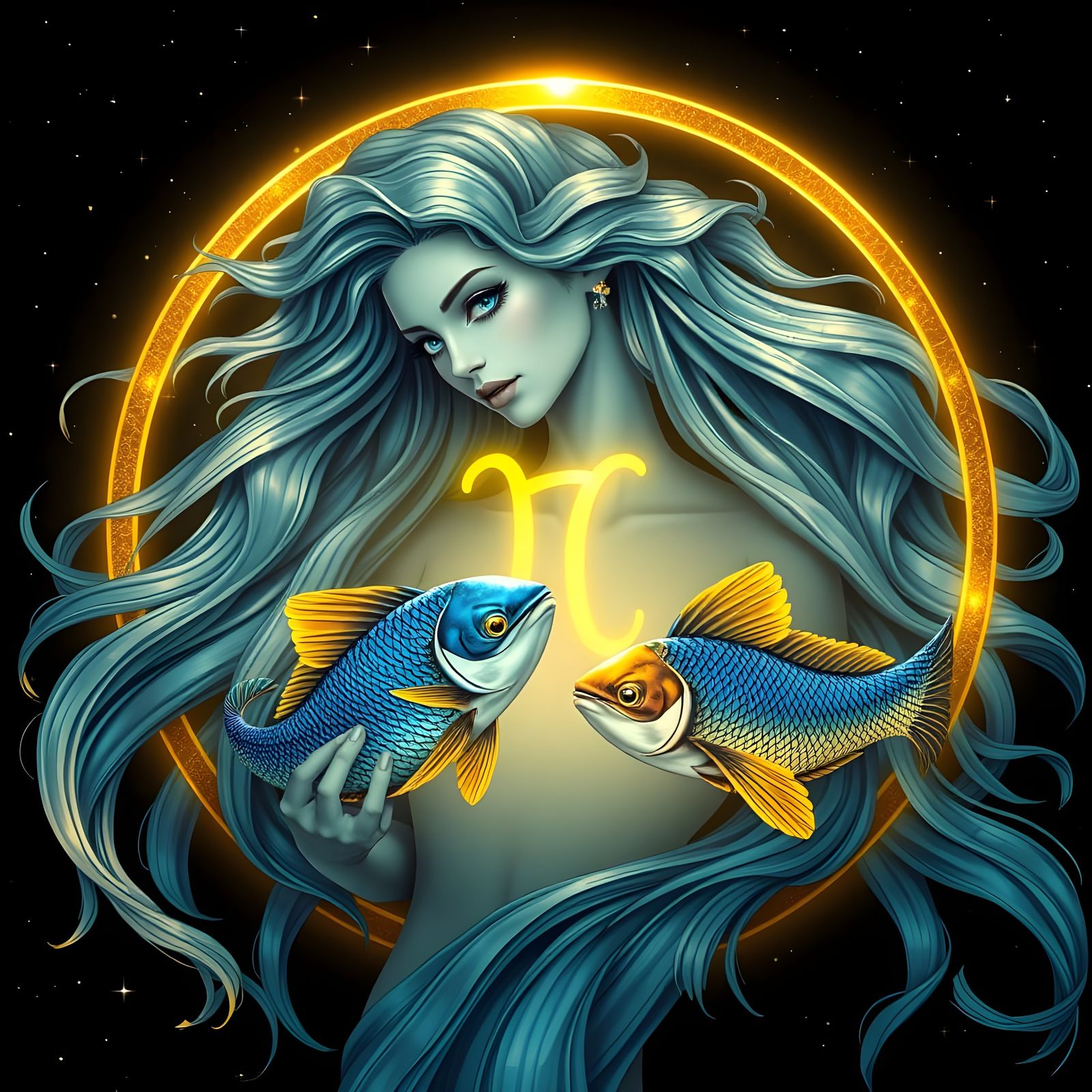 UNE SIRENE  QUI TIENT DANS SES MAINS LE SIGNE DU POISSON DAN...