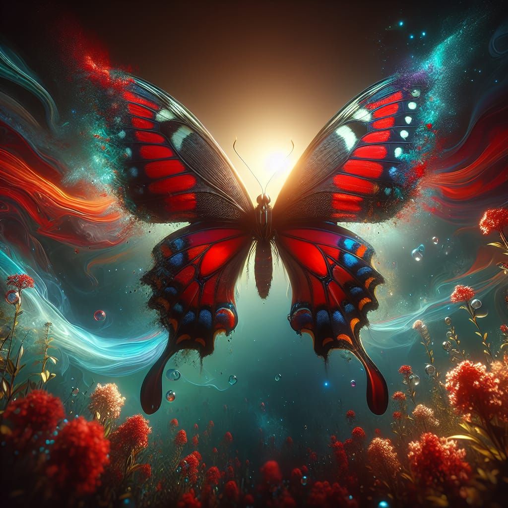 Red swallowtail monarch butterfly hybrid