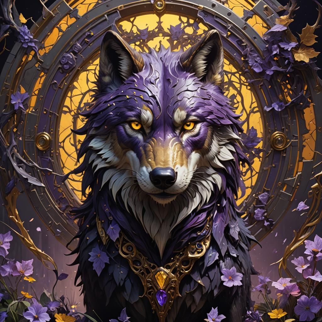 Detailed Hybrid Wolf in Dark Fantasy Style