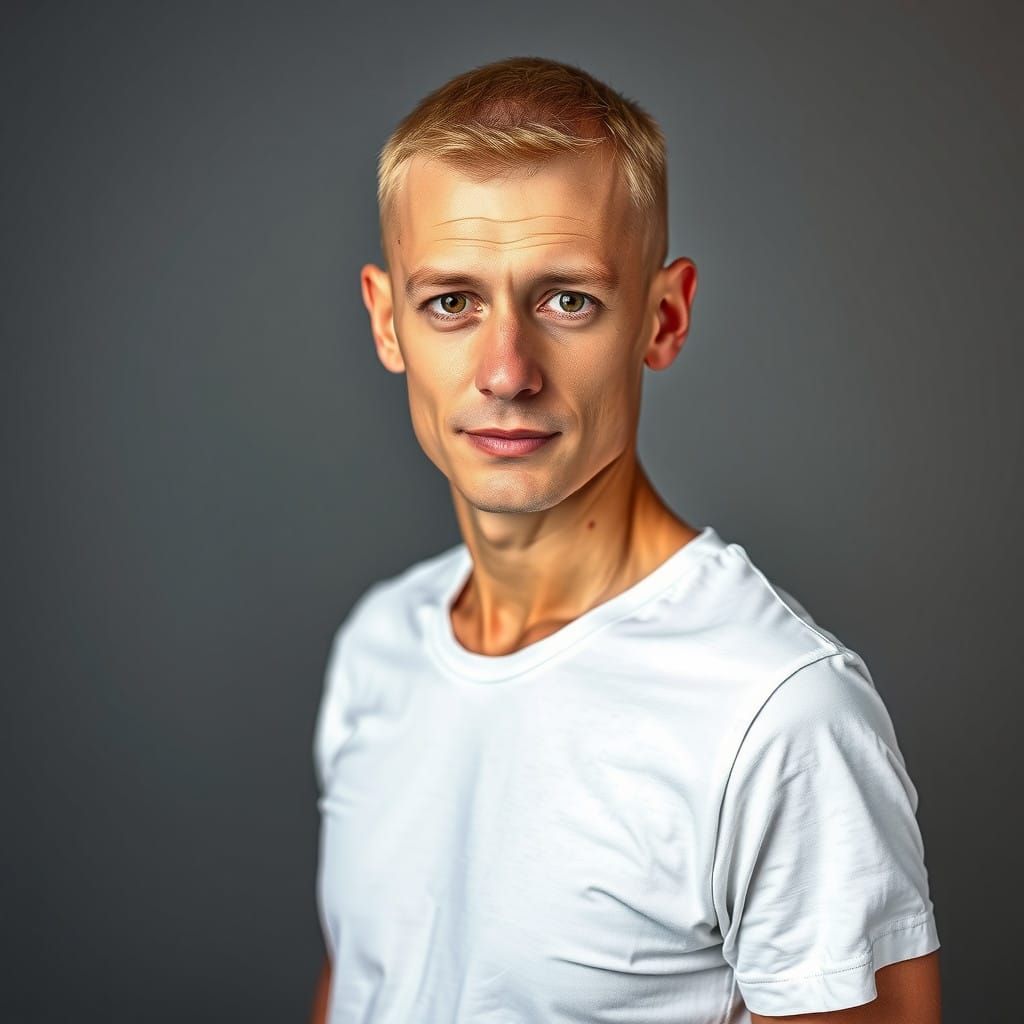 Lean, Elegant Man in Fitted Blues and White