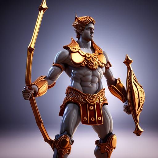 Apollo with Bow: Sci-Fi Mech Details in 8K