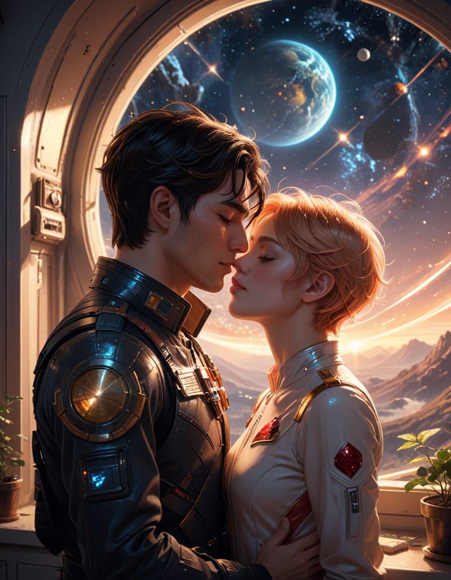 Semi-Realistic Digital Painting of Tender Moment Between Sta...