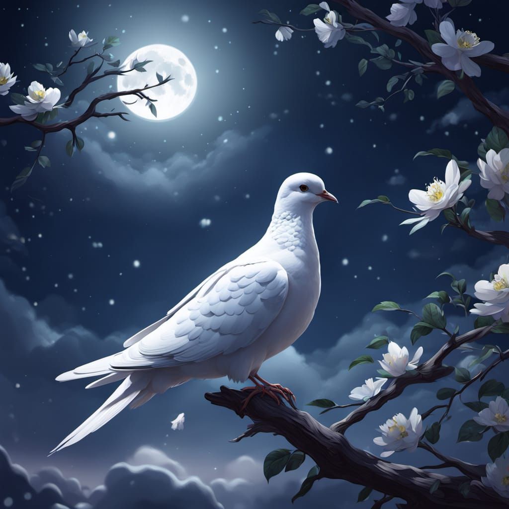 Moonlit Dove in Anime Style