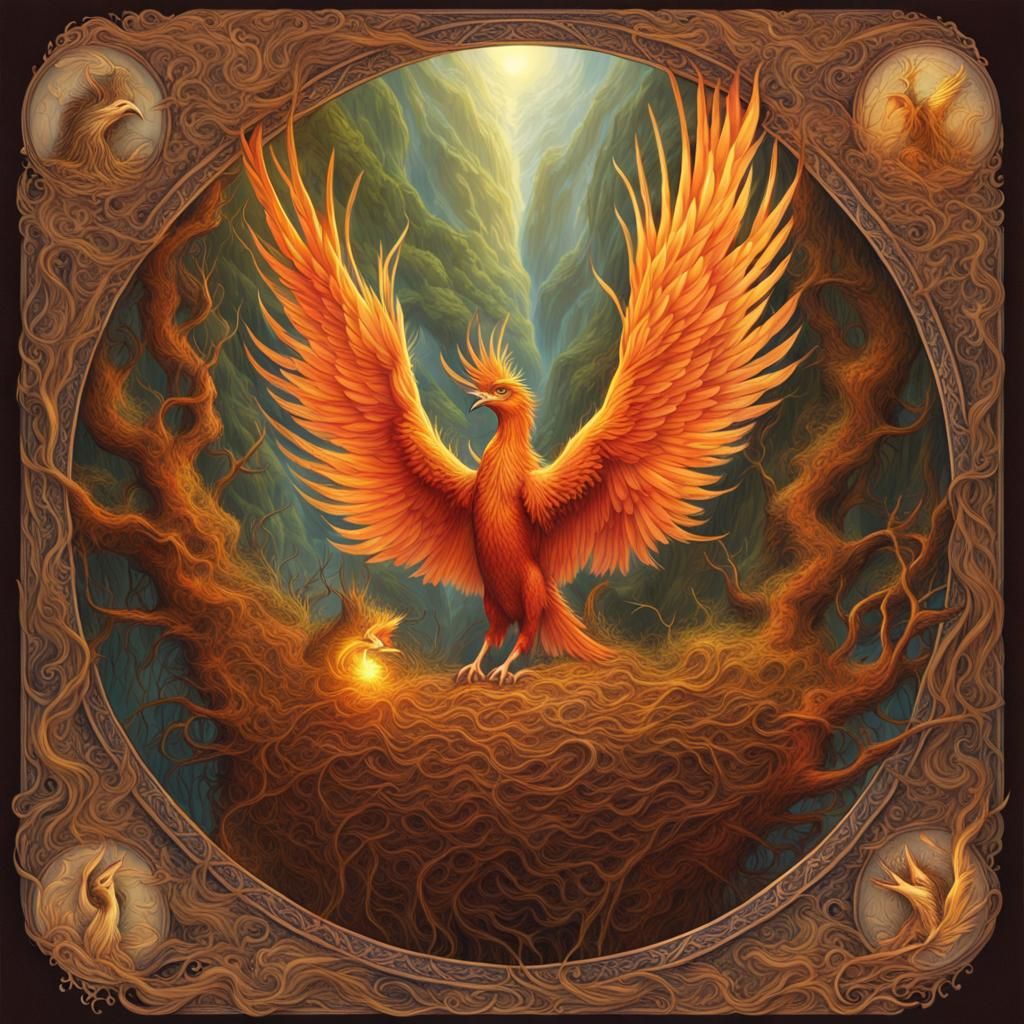 Intricate Phoenix Nest: Matte Painting Illustration