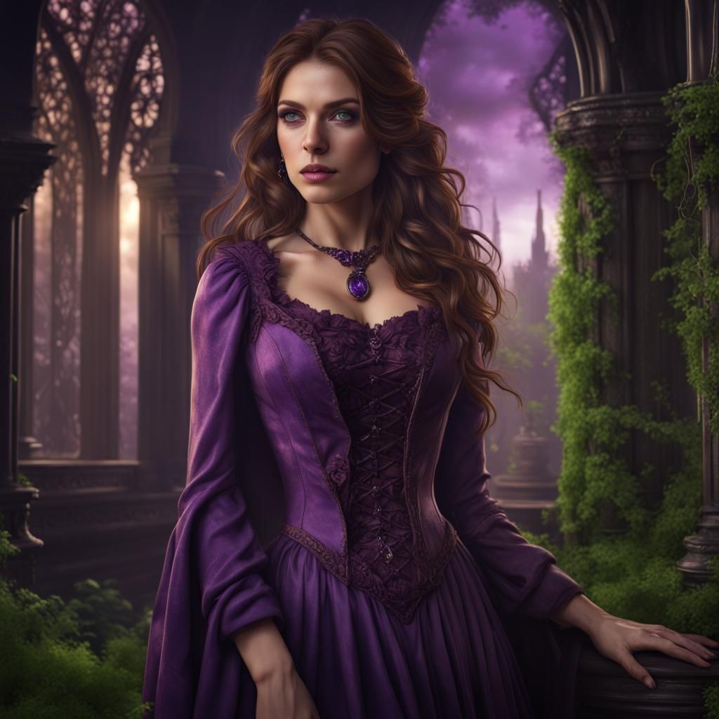 Gothic Romance Novel Character in Detailed Matte Painting