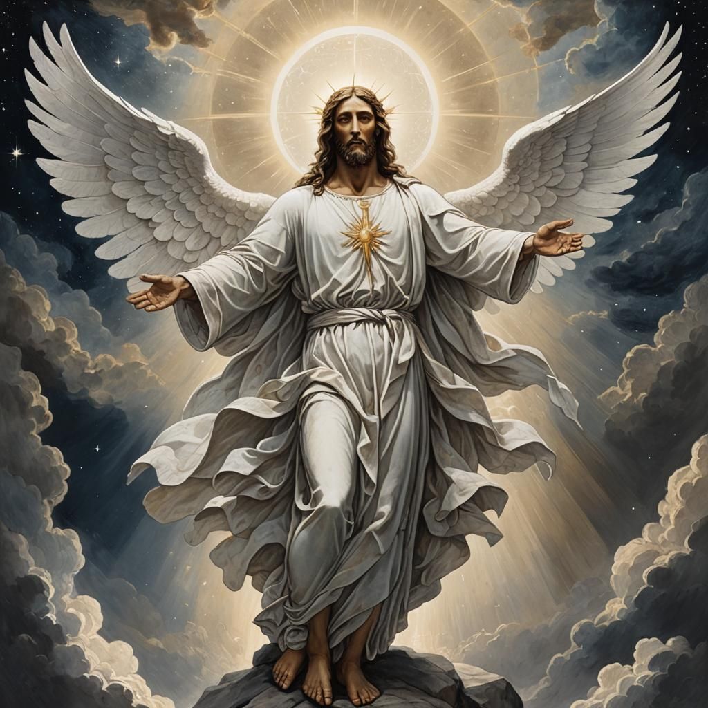 Celestial Jesus with Wings in Mystical Light