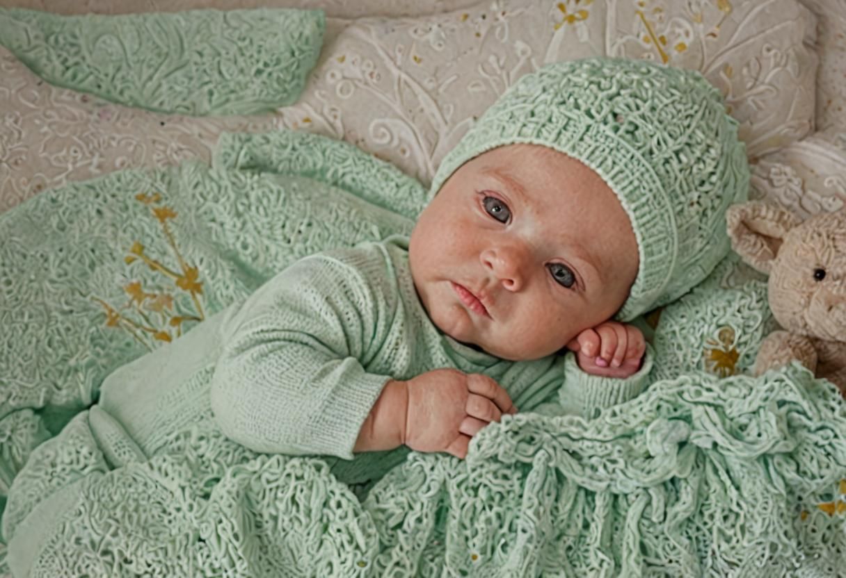 Calm Sleeping Baby in Light Mint Outfit