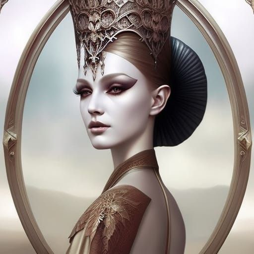 Winter Witch Goddess in Vaporwave Style