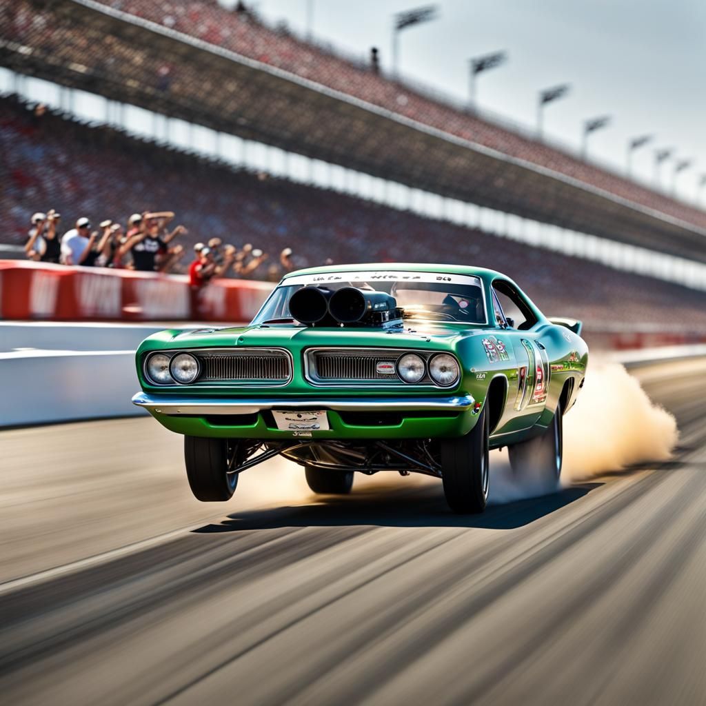 Brittany Force Races 1968 Barracuda to Finish Line
