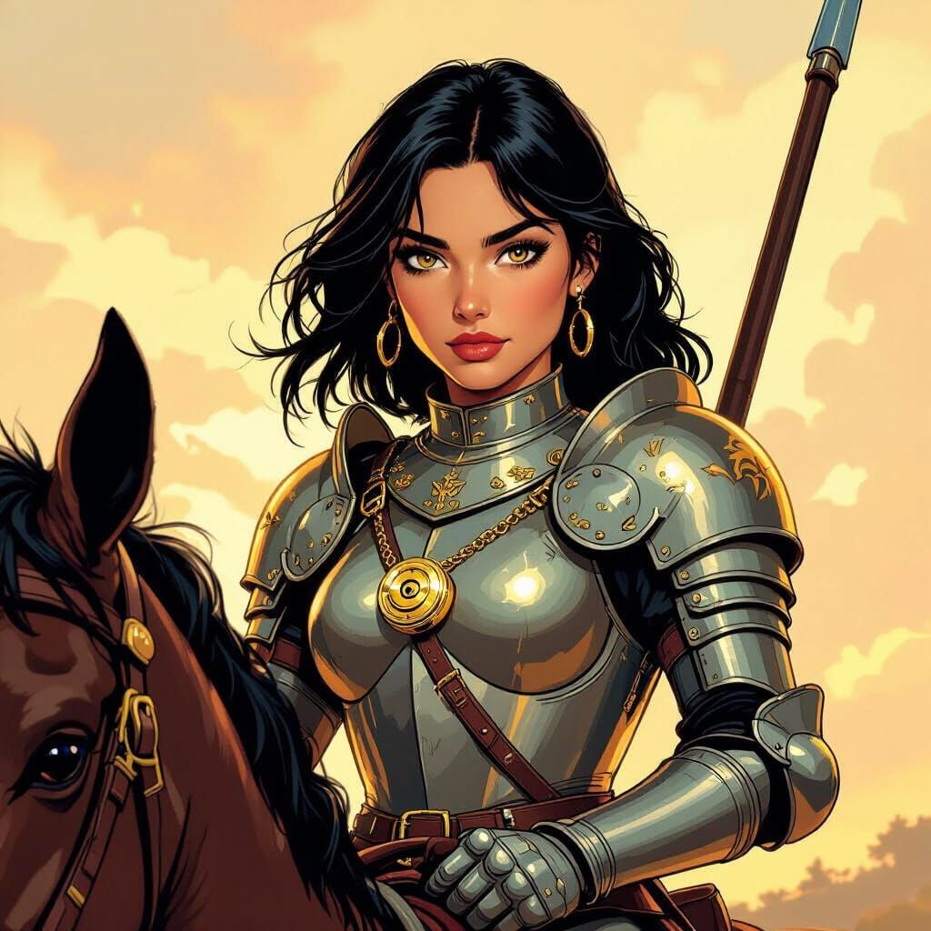 Spanish Explorer on Horseback in Comic Book Style