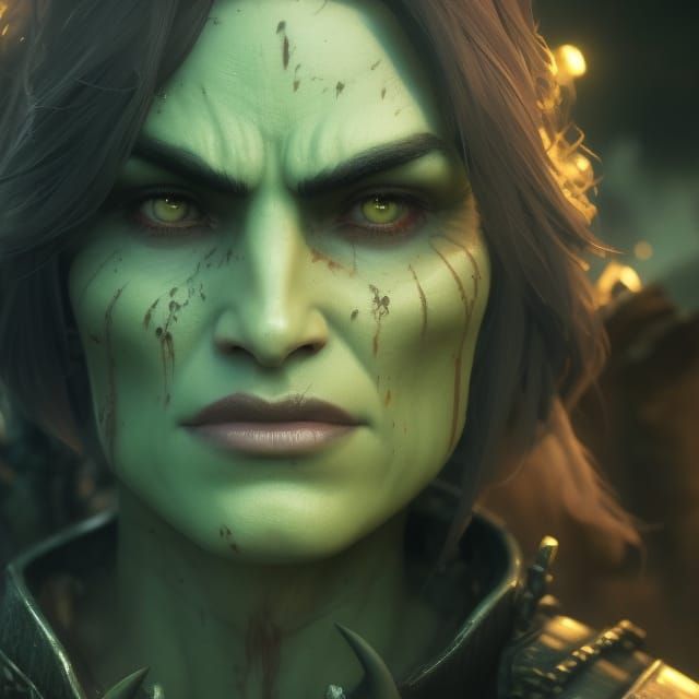 Fantasy Orc Farmer Portrait in Dark Concept Art